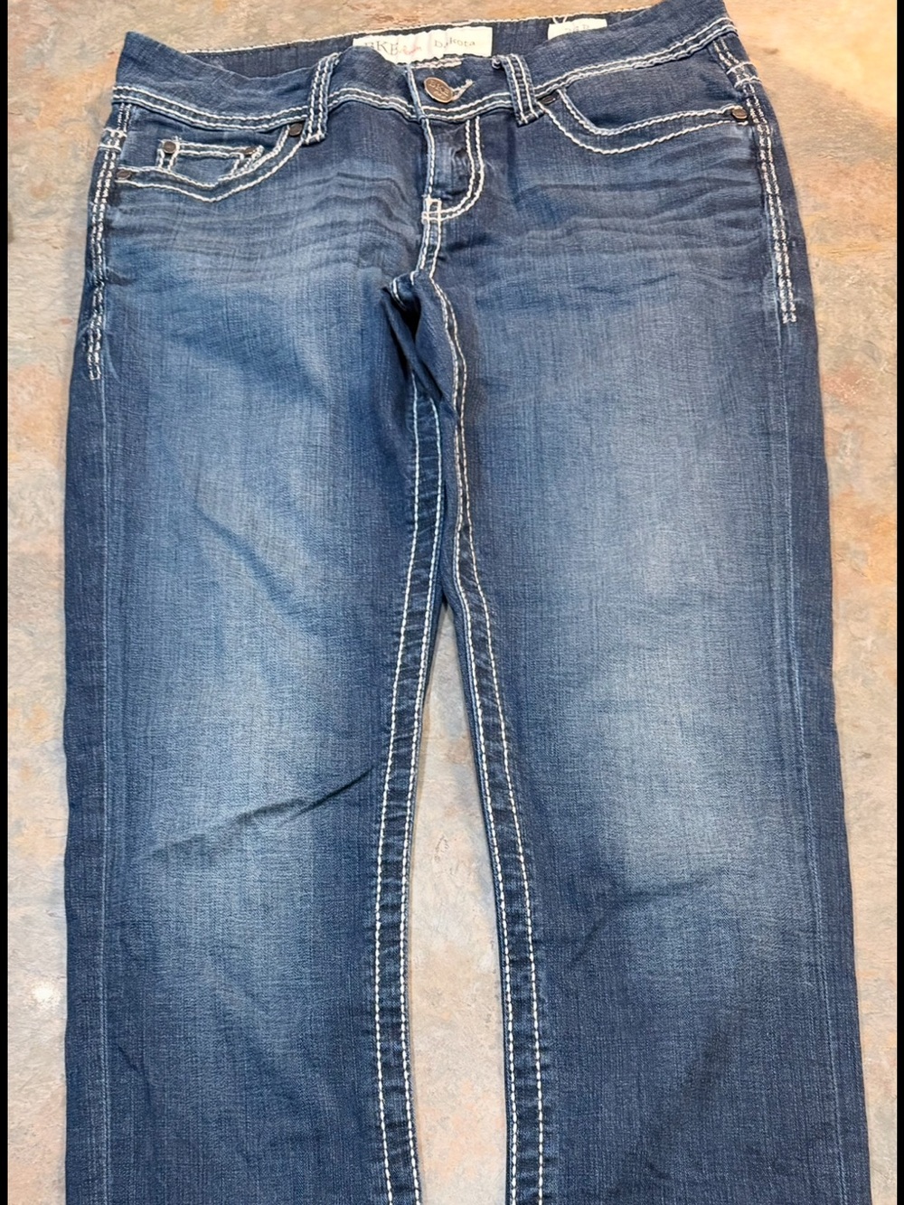 BKE Women's Dark Blue Skinny Jeans with Contrast Stitching